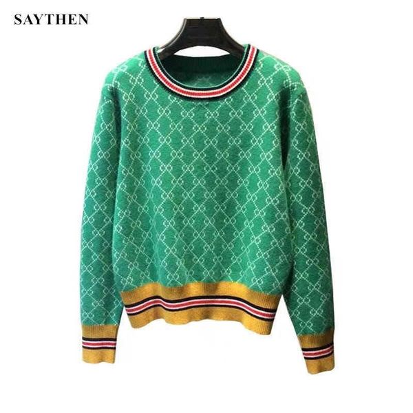 sweaters saythen autumn and winter new loose knit korean style pullover round neck geometric clash jacquard casual jumper y2211, White;black
sweaters saythen autumn and winter new loose knit korean style pullover round neck geometric clash jacquard casual jumper y2211, White;black
