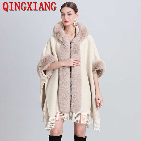 women's fur faux fur women winter lining velvet thicken knitted loose poncho capes tassel cloak with hat fur collar warm striped long s, Black
women's fur faux fur women winter lining velvet thicken knitted loose poncho capes tassel cloak with hat fur collar warm striped long s, Black