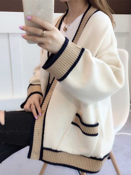 sweaters women's cardigan knitted korean fashion stripe wool sweater for women winter long sleeve v-neck casual knitwear coats female y, White;black
sweaters women's cardigan knitted korean fashion stripe wool sweater for women winter long sleeve v-neck casual knitwear coats female y, White;black