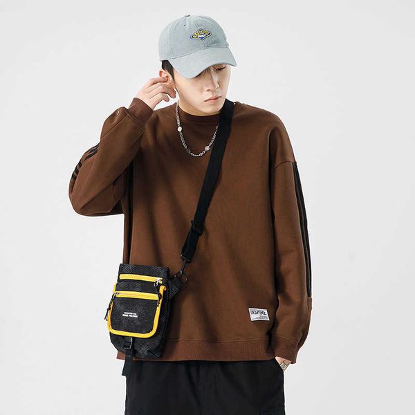 long sleeved men's and autumn youth plush thickened loose coat fashion brand round neck sweater men, Black
long sleeved men's and autumn youth plush thickened loose coat fashion brand round neck sweater men, Black
