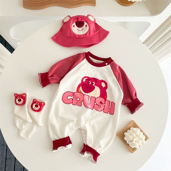 ins baby girls triangle red berries bear romper kids cartoon long sleeve jumpsuits with hats designer infant cotton climb clothes a9273, Blue
ins baby girls triangle red berries bear romper kids cartoon long sleeve jumpsuits with hats designer infant cotton climb clothes a9273, Blue