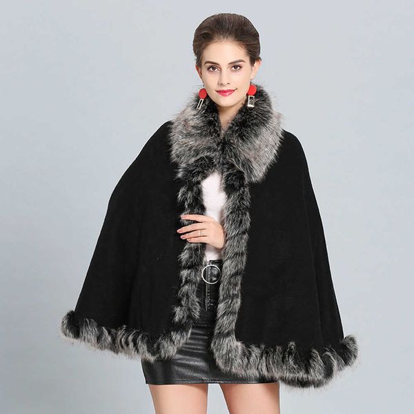 women's fur faux fur winter poncho jacket women's fashion faux fur collar shawl coats elegant warm cozy capes female casual soft l, Black
women's fur faux fur winter poncho jacket women's fashion faux fur collar shawl coats elegant warm cozy capes female casual soft l, Black