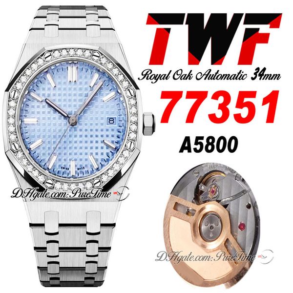 twf 34mm 77351 a5800 automatic ladies watch 50th anniversary diamond bezel ice blue textured dial stainless steel bracelet womens watches su, Slivery;brown
twf 34mm 77351 a5800 automatic ladies watch 50th anniversary diamond bezel ice blue textured dial stainless steel bracelet womens watches su, Slivery;brown