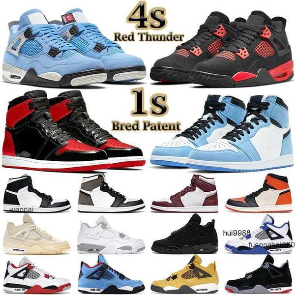 2023 men basketball shoes women 4s red thunder 4 black cat fire sail white oreo 1s bred patent unc twist university blue bordeaux mens train