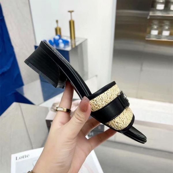 designer women's slippers new summer medium chunky heel leather office sandals style shoes # 35-42 with box, Black
designer women's slippers new summer medium chunky heel leather office sandals style shoes # 35-42 with box, Black