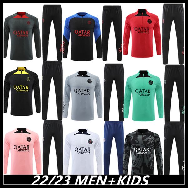 22/23 tracksuit paris training kit and kids half zipper jacket survetement chandal futbol football soccer psgs child boy training suit set 2, Black
22/23 tracksuit paris training kit and kids half zipper jacket survetement chandal futbol football soccer psgs child boy training suit set 2, Black