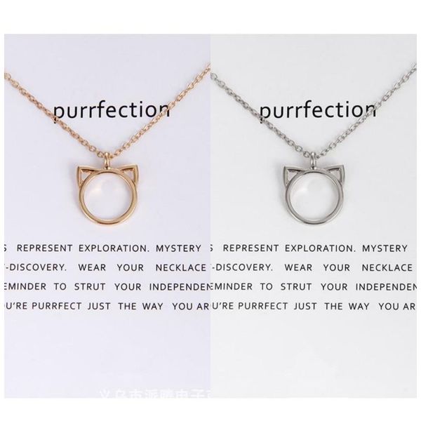 two tone cat ear pendant necklace kitten animal charm necklaces with message card fashion jewellery, Silver
two tone cat ear pendant necklace kitten animal charm necklaces with message card fashion jewellery, Silver