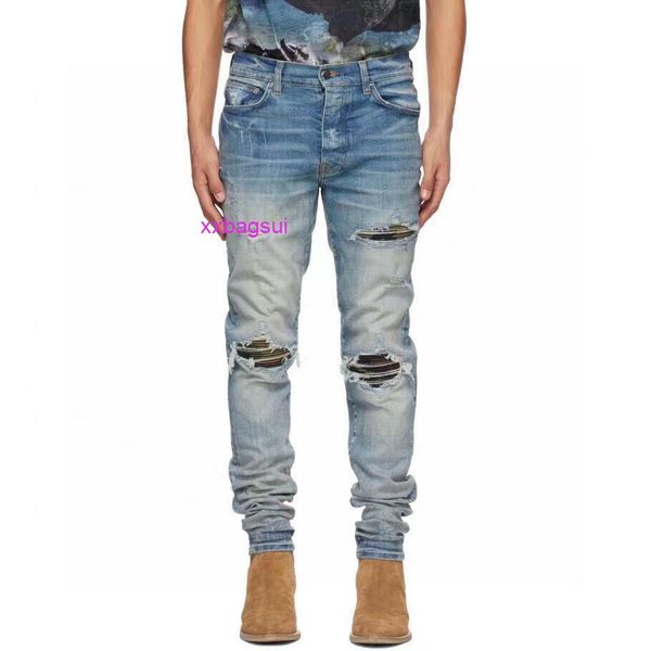 designer amirs jeans for mens style high street camouflage stitching cloth cat beard washing old big damage jeans fog, Blue
designer amirs jeans for mens style high street camouflage stitching cloth cat beard washing old big damage jeans fog, Blue