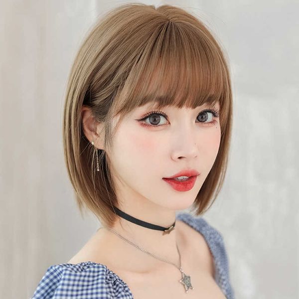 hair lace wigs women's short hair fashion round face qi bangs head set bobble wig, Black
hair lace wigs women's short hair fashion round face qi bangs head set bobble wig, Black