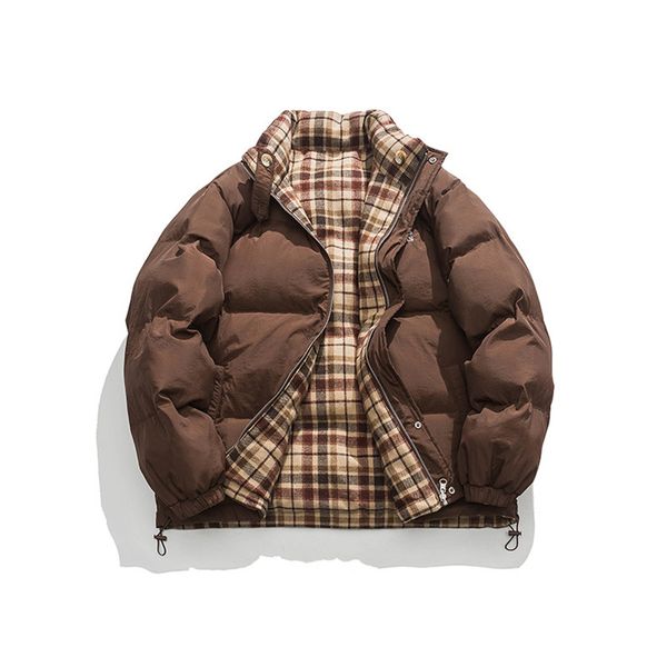 winter men's plus size outerwear & coats vintage plaid reversible jacket men japanese thicken padded jackets, Black;brown
winter men's plus size outerwear & coats vintage plaid reversible jacket men japanese thicken padded jackets, Black;brown