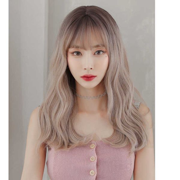 hair lace wigs wig women's air bangs flax color micro long curly hair ffy natural headgear, Black
hair lace wigs wig women's air bangs flax color micro long curly hair ffy natural headgear, Black