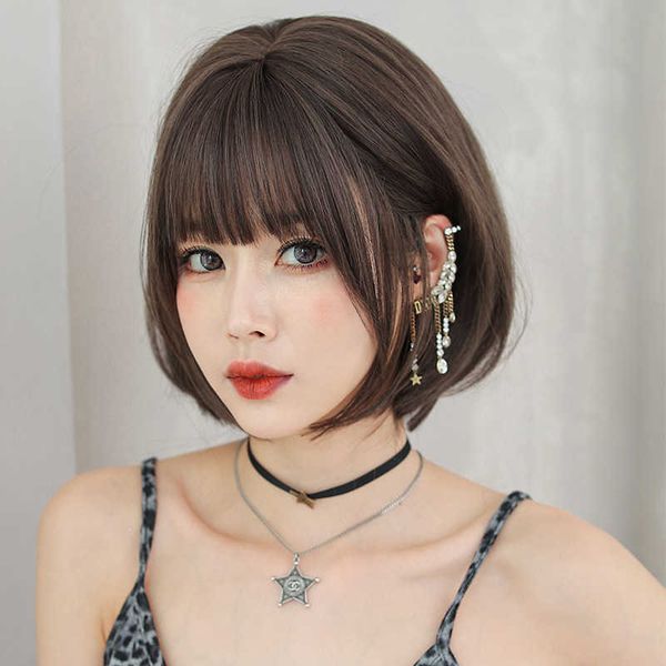 hair lace wigs wig female bobo head round face chemical fiber wigs qi bangs age reducing headgear, Black
hair lace wigs wig female bobo head round face chemical fiber wigs qi bangs age reducing headgear, Black
