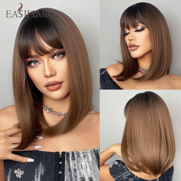 shoulder length synthetic bobo wig with bang ombre brown straight hair wigs for women heat resistant daily cosplayfactory direct, Black
shoulder length synthetic bobo wig with bang ombre brown straight hair wigs for women heat resistant daily cosplayfactory direct, Black