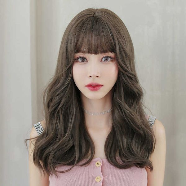 hair lace wigs wig women's natural head style curly air bangs ffy fashion medium long hair, Black
hair lace wigs wig women's natural head style curly air bangs ffy fashion medium long hair, Black