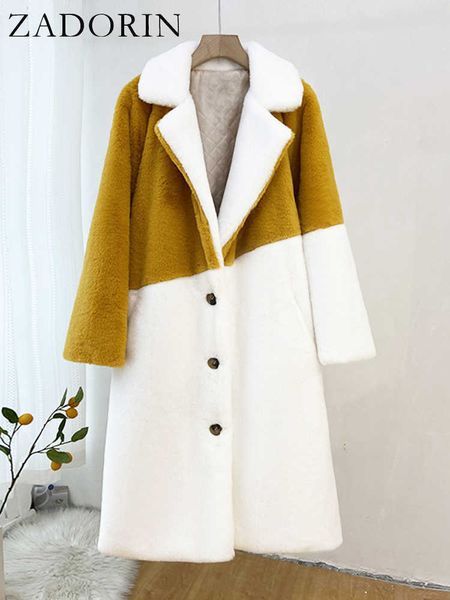 women's fur faux zadorin 2022 winter ry coats for lapel belt splicing contrast color long coat fluffy jacket jackets t221105, Black
women's fur faux zadorin 2022 winter ry coats for lapel belt splicing contrast color long coat fluffy jacket jackets t221105, Black