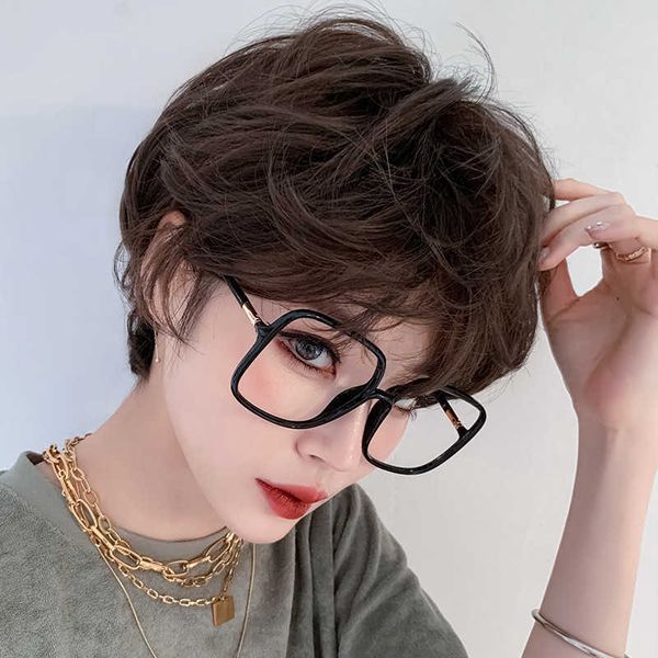 hair lace wigs wig female neutral handsome short head set net red ffy natural perm curly hair, Black
hair lace wigs wig female neutral handsome short head set net red ffy natural perm curly hair, Black