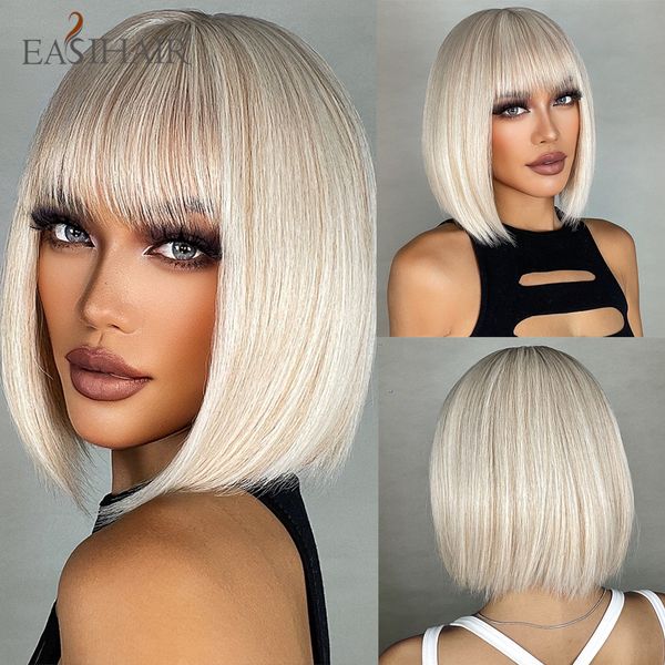 platinum blonde brown synthetic bob wigs with bang short straight natural hair wig for women daily party heat resistantfactory direct, Black
platinum blonde brown synthetic bob wigs with bang short straight natural hair wig for women daily party heat resistantfactory direct, Black