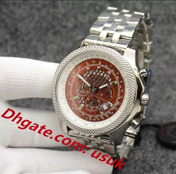 super quality mens watches 49mm unitime watch chronograph quartz movement silver case limited brown dial 50th anniversary men watch b05, Slivery;brown
super quality mens watches 49mm unitime watch chronograph quartz movement silver case limited brown dial 50th anniversary men watch b05, Slivery;brown