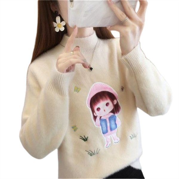 women's sweaters warm soft and comfortable autumn/winter jumper european and american designers long sleeve round neck printed embroide, White;black
women's sweaters warm soft and comfortable autumn/winter jumper european and american designers long sleeve round neck printed embroide, White;black