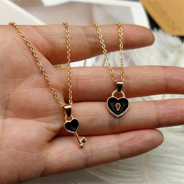 new couple pendant necklaces fashion key lock pendant chain jewelry heart necklace ac443, Silver
new couple pendant necklaces fashion key lock pendant chain jewelry heart necklace ac443, Silver