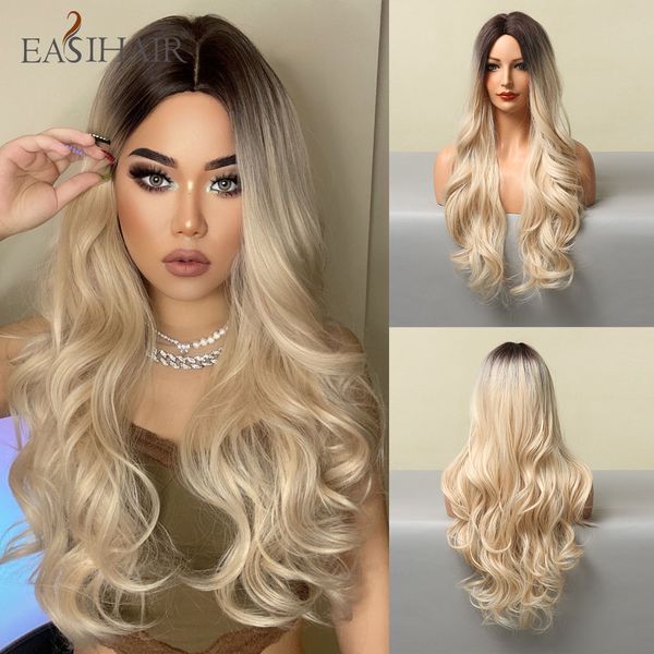 long ombre brown light blonde wavy synthetic wigs middle part cosplay party daily heat resistant hair wigs for womenfactory direct, Black
long ombre brown light blonde wavy synthetic wigs middle part cosplay party daily heat resistant hair wigs for womenfactory direct, Black