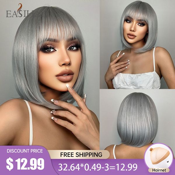 silver gray short bob wigs with bang platinum blonde straight synthetic hair wig for women daily cosplay heat resistantfactory direct, Black
silver gray short bob wigs with bang platinum blonde straight synthetic hair wig for women daily cosplay heat resistantfactory direct, Black