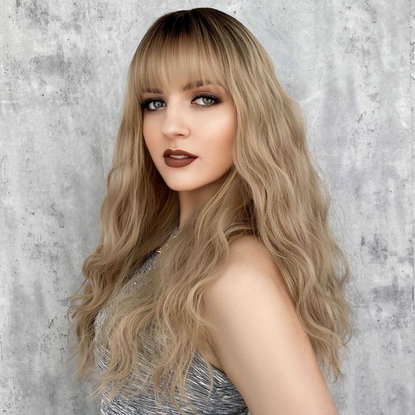hair lace wigs wig's dark gold breathable rose net air bangs long curly hair, Black
hair lace wigs wig's dark gold breathable rose net air bangs long curly hair, Black
