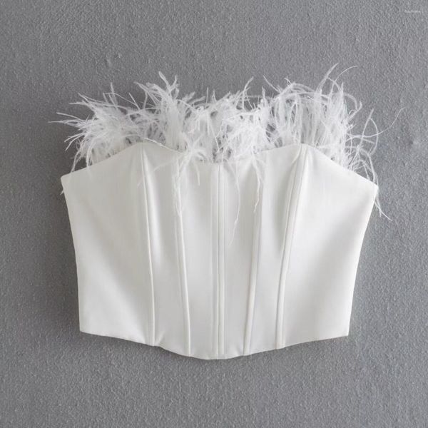 women's tanks white feather corset women elegant tube chic lady fashion crop with black feathers clubwear party prom clothing
women's tanks white feather corset women elegant tube chic lady fashion crop with black feathers clubwear party prom clothing