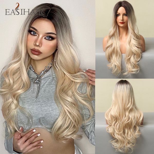 long blonde wavy synthetic wigs with dark root middle part natural hairs for women daily cosplay heat resistant fibersfactory direct, Black
long blonde wavy synthetic wigs with dark root middle part natural hairs for women daily cosplay heat resistant fibersfactory direct, Black
