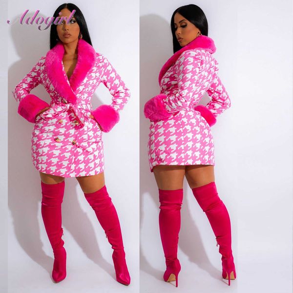 women's fur faux fur winter furry fur coat women casual houndstooth print long sleeve button with belt warm jacket coats 2022 outfit dr, Black
women's fur faux fur winter furry fur coat women casual houndstooth print long sleeve button with belt warm jacket coats 2022 outfit dr, Black