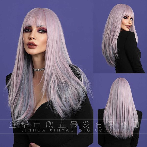hair lace wigs women's long straight hair pick dyed rose pink purple chemical fiber set whole wigs, Black
hair lace wigs women's long straight hair pick dyed rose pink purple chemical fiber set whole wigs, Black