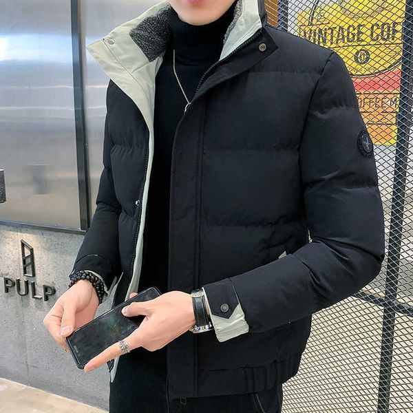 men's winter new thickened warm coat fashion casual stand collar large down cotton jacket, Black
men's winter new thickened warm coat fashion casual stand collar large down cotton jacket, Black