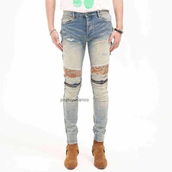 high used men jeans ch 2023 street tide brand washing water amirs yellow mud designer mx2 knee pull zipper slim fit small leg jeans men hip, Blue
high used men jeans ch 2023 street tide brand washing water amirs yellow mud designer mx2 knee pull zipper slim fit small leg jeans men hip, Blue