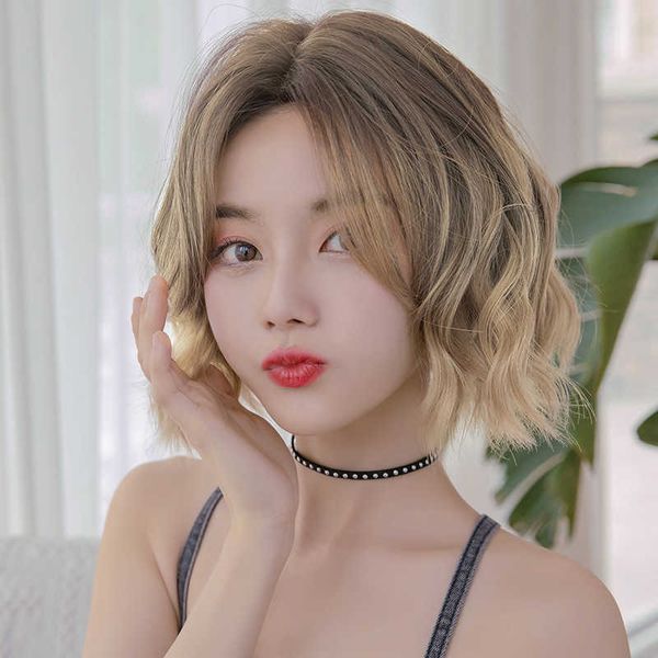 hair lace wigs wig women's curly simulation chemical fiber headgear natural split round face short hair, Black
hair lace wigs wig women's curly simulation chemical fiber headgear natural split round face short hair, Black