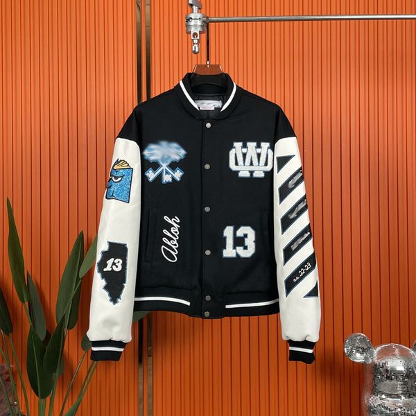 fashion heavy industry embroidery splicing leather baseball suit design wool fabric couples style black gray sc off 0110019
fashion heavy industry embroidery splicing leather baseball suit design wool fabric couples style black gray sc off 0110019