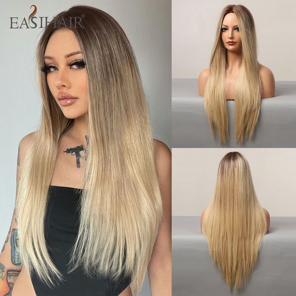 long straight synthetic wigs for women ombre brown golden blonde middle part heat resistant cosplay wig natural hairfactory direct, Black
long straight synthetic wigs for women ombre brown golden blonde middle part heat resistant cosplay wig natural hairfactory direct, Black