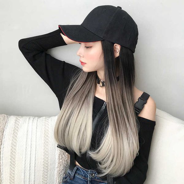 hair lace wigs hat and integrated gradual change highlights straight cap long hair inner buckle net red wig, Black
hair lace wigs hat and integrated gradual change highlights straight cap long hair inner buckle net red wig, Black