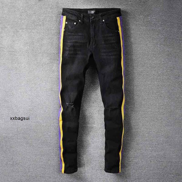 amirs mens jeans designer 2021 new wash used knife cut yellow purple suede striped jeans amirs micro elastic slim fit high street man 682 hi, Blue
amirs mens jeans designer 2021 new wash used knife cut yellow purple suede striped jeans amirs micro elastic slim fit high street man 682 hi, Blue