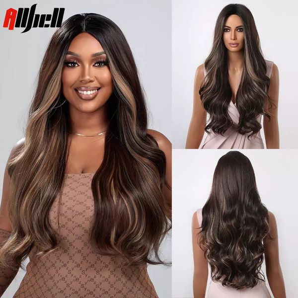 lx brand long dark brown synthetic wigs highlight middle part natural wavy golden brown wigs for black women daily party heat resistantfacto
lx brand long dark brown synthetic wigs highlight middle part natural wavy golden brown wigs for black women daily party heat resistantfacto