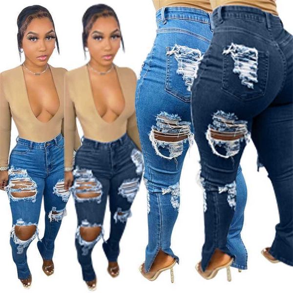 new spring womens jeans designer popular broken elastic split denim pants, Blue
new spring womens jeans designer popular broken elastic split denim pants, Blue