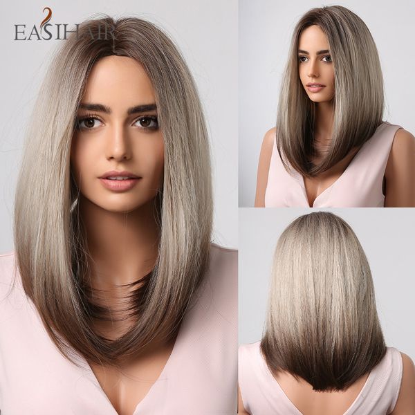 medium straight synthetic wigs ombre blonde brown middle part hair wig for women daily cosplay heat resistant women wigfactory direct, Black
medium straight synthetic wigs ombre blonde brown middle part hair wig for women daily cosplay heat resistant women wigfactory direct, Black