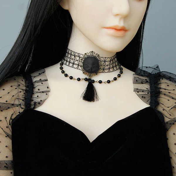 dark gothic style witch collar necklace halloween dark grey ghost doll face pearl chain & tassel collar necklaces, Blue;red
dark gothic style witch collar necklace halloween dark grey ghost doll face pearl chain & tassel collar necklaces, Blue;red