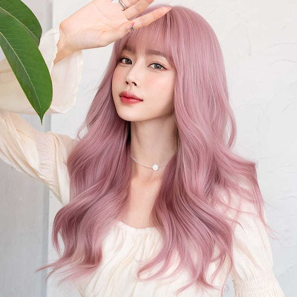 hair lace wigs female long curly hair ita pink head big wave round face simulation wig set, Black
hair lace wigs female long curly hair ita pink head big wave round face simulation wig set, Black