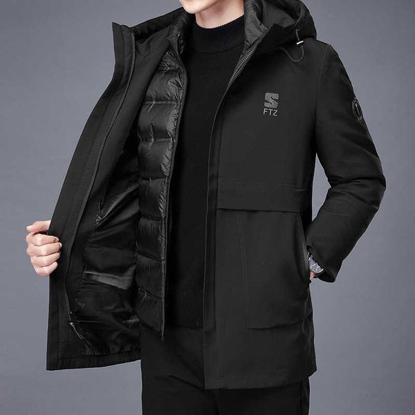 medium length detachable liner casual men's down jacket 2022 winter warm trench coat men, Black
medium length detachable liner casual men's down jacket 2022 winter warm trench coat men, Black
