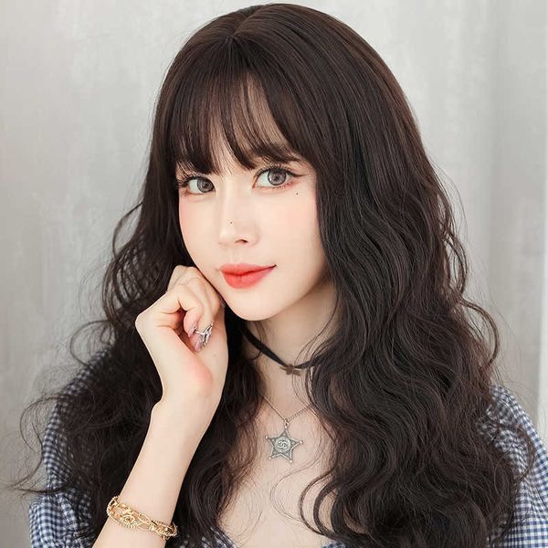 hair lace wigs wig female long hair ffy wool curly net red temperament simulation natural head wigs, Black
hair lace wigs wig female long hair ffy wool curly net red temperament simulation natural head wigs, Black