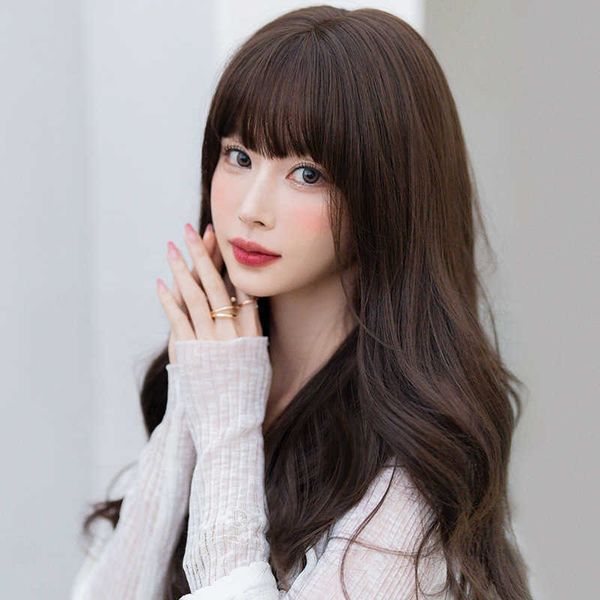 hair lace wigs wig women's long curly hair air bangs big wav natural head cover tracel simulation wigs, Black
hair lace wigs wig women's long curly hair air bangs big wav natural head cover tracel simulation wigs, Black