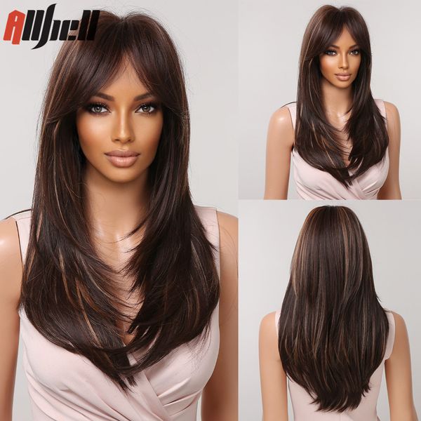 lx brand dark brown long synthetic wigs golden highlights layered straight bangs wig for black women cosplay fake hair heat resistantfactory
lx brand dark brown long synthetic wigs golden highlights layered straight bangs wig for black women cosplay fake hair heat resistantfactory