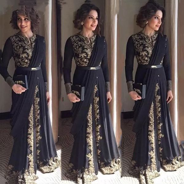 elegant split front black evening formal dresses arabic indian moroccan kaftan prom party gowns gold lace appliques long sleeves special occ, Black;red
elegant split front black evening formal dresses arabic indian moroccan kaftan prom party gowns gold lace appliques long sleeves special occ, Black;red