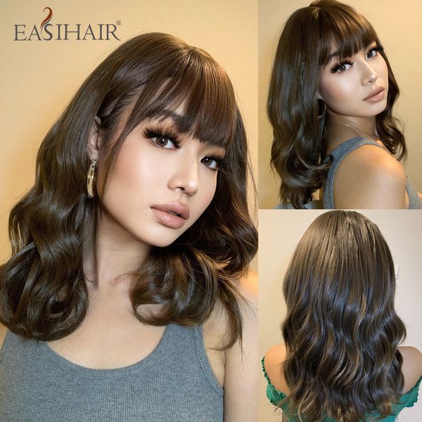 shoulder length synthetic wave wig with bang dark brown wavy curly hair wigs for women heat resistant daily cosplayfactory direct, Black
shoulder length synthetic wave wig with bang dark brown wavy curly hair wigs for women heat resistant daily cosplayfactory direct, Black