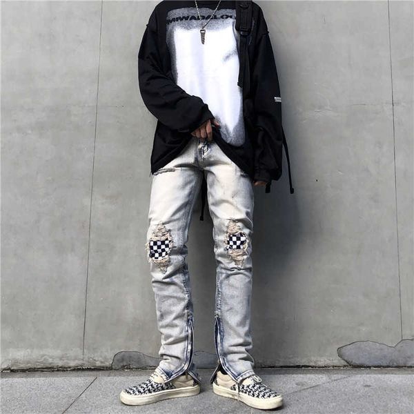 pants men's fashion fog jeans high street washed hole pasted cloth plaid slim fit brand thin elastic beggar justi biber ripped hip hop, Blue
pants men's fashion fog jeans high street washed hole pasted cloth plaid slim fit brand thin elastic beggar justi biber ripped hip hop, Blue